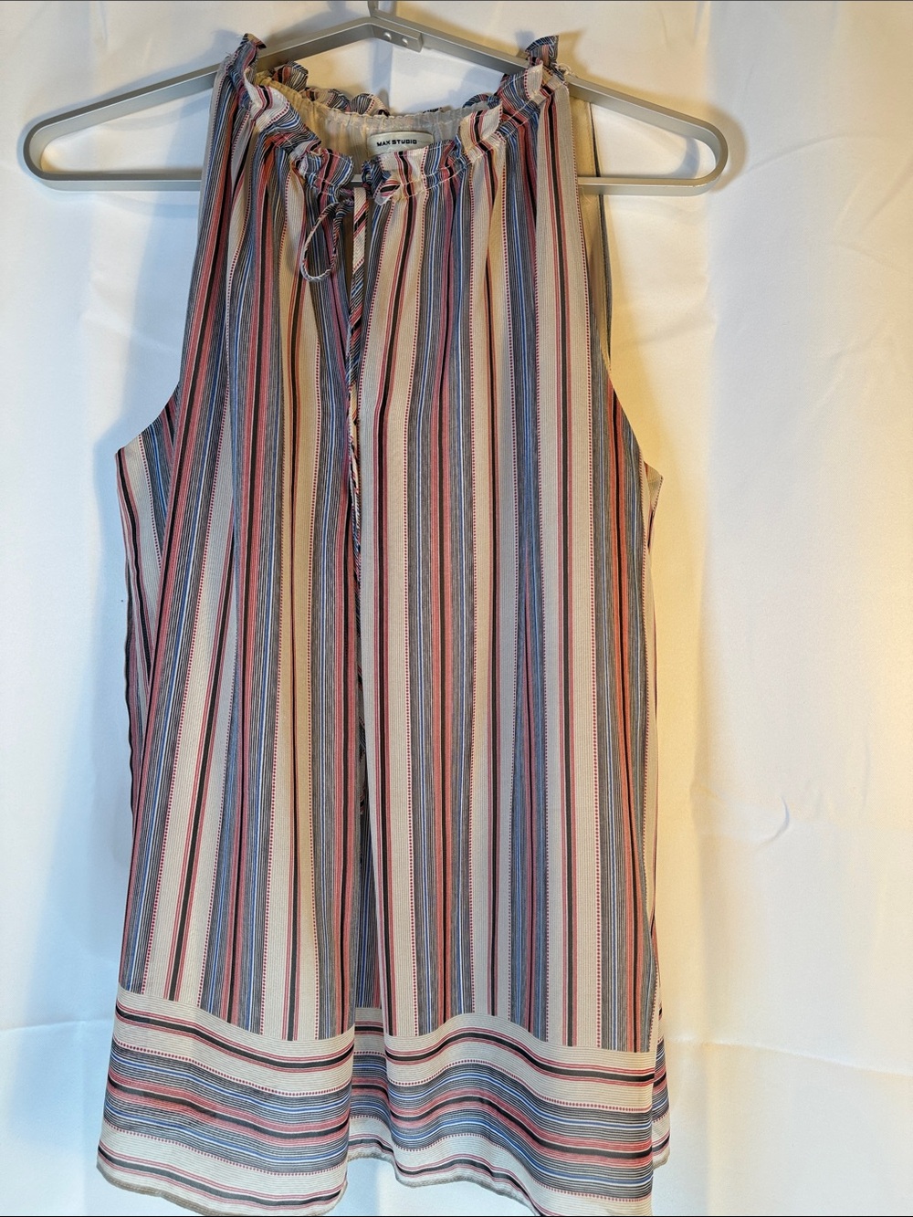 Max Studio Striped Sleeveless Halter Top in Cream, Blue, Pink size M